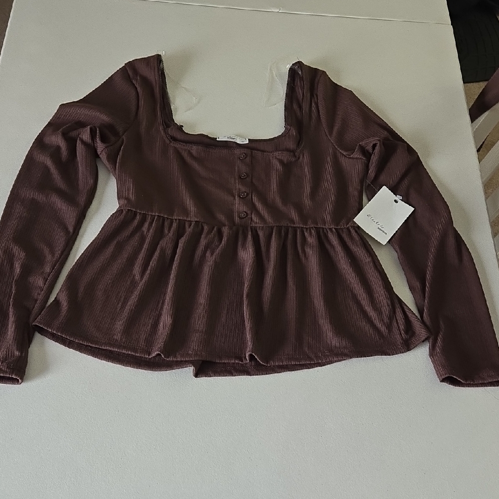 Electric Behavior Brown Long Sleeve Top NWT